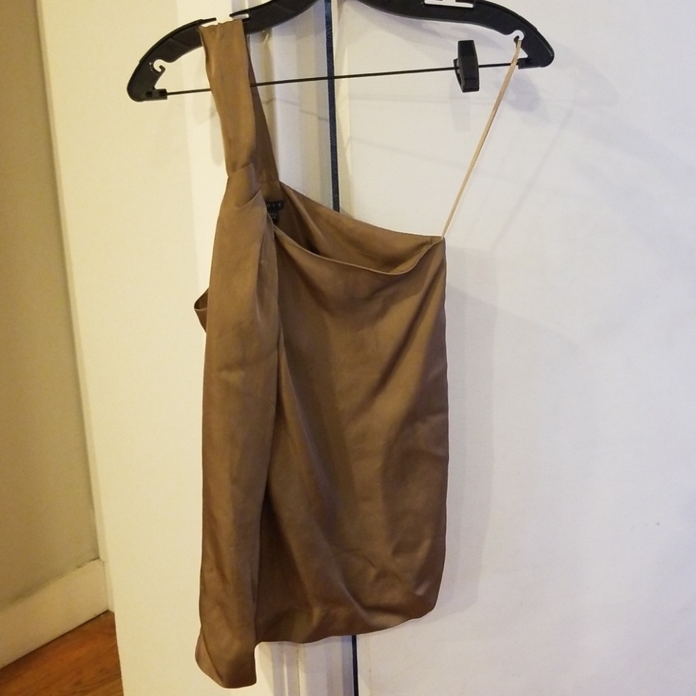 Bronze Theory one-shoulder silk blouse